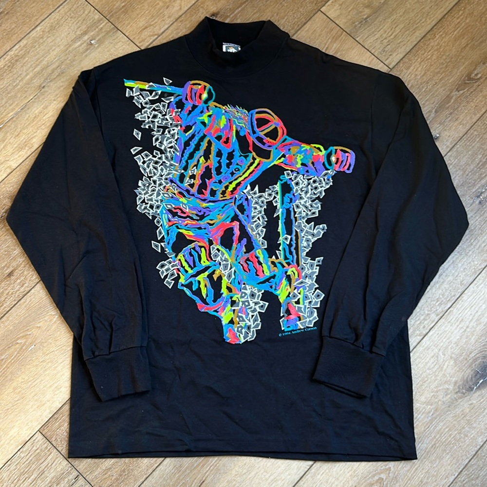 Vintage Anvil 90s Andrew Carson Skiing Abstract Shirt Long Sleeve Men’s …